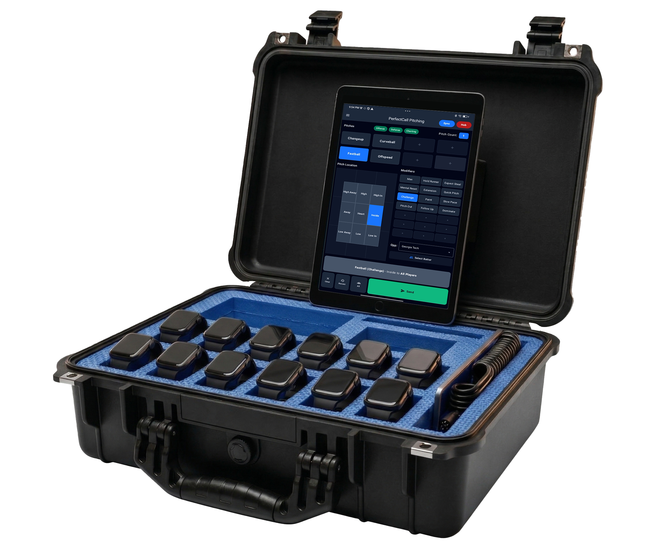 PerfectCall system — coach pad and player devices